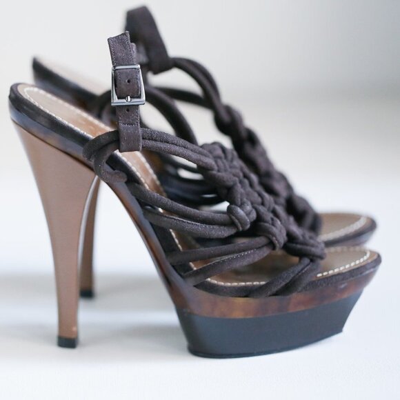 Barbara Bui Suede Brown Knotted Knot Detail heels - Picture 7 of 14